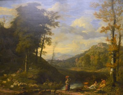 Landscape with Shepherd and Flute Player by Johannes Glauber